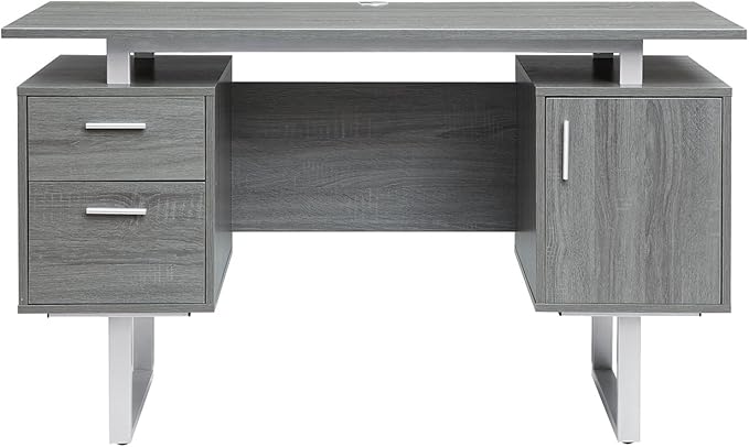 Techni Mobili Modern Office Desk with Storage, Gray - LeafyLoom