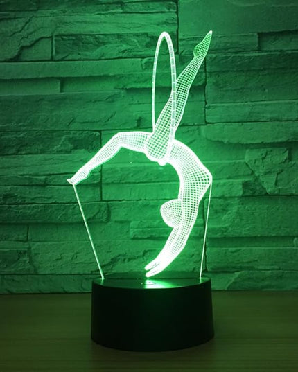 Gymnastics 3D Optical Illusion Lamp 7 Colors Change Timing Remote Control and Touch Button LED Table Desk Lamp for Home Bedroom Decoration - LeafyLoom