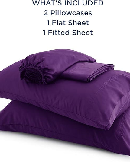 Bedsure California King Sheet Sets, Cooling Sheets, Rayon Derived from Bamboo, Deep Pocket Up to 16", Breathable & Soft Bed Sheets, Hotel Luxury Silky Bedding Sheets & Pillowcases, Plum - LeafyLoom