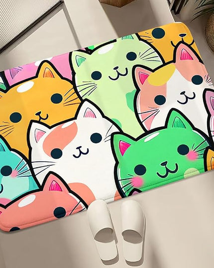 Cat Rug for Girls Room - Cat Pattern Rug Decor for Bedroom Cute Cat Area Rug Carpet Cartoon Cat Rug Kids Room, 2x3 Feet - LeafyLoom