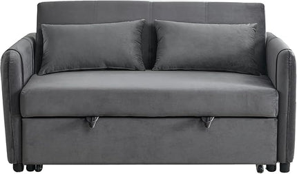 Modern Convertible Loveseat Sofa Bed, Compact Functional Love Seat,Comfy Velvet Sleeper Sofabed 3 in1 Recliner Sofa&Couch with Removable Side Pockets for Small Space Living Room/Guest Room - LeafyLoom