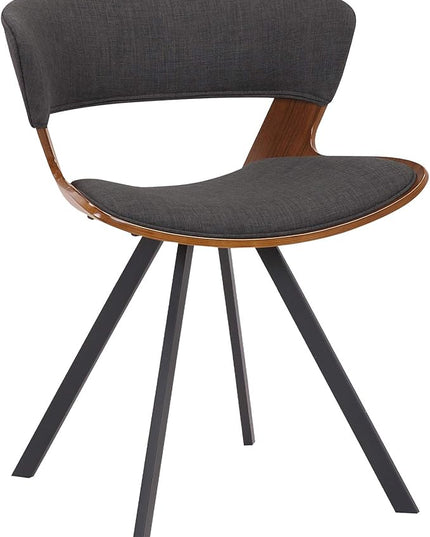 Armen Living Ulric Wood and Metal Modern Dining Room Accent Chair, Charcoal/Walnut 22 x 29 x 21.5 - LeafyLoom