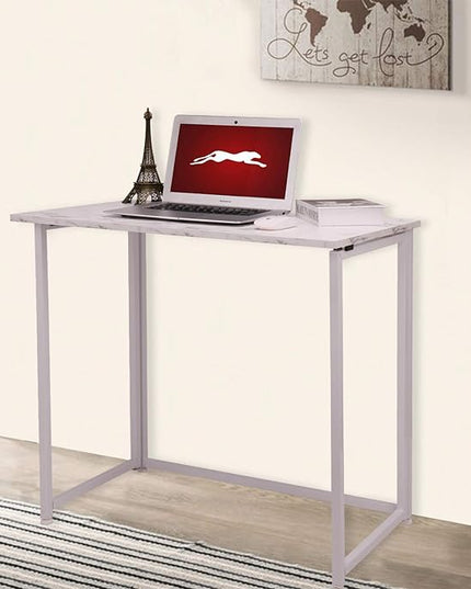 Leopard Outdoor Products Folding Computer Desk for Small Spaces, Space-Saving Home Office Desk, Foldable Computer Table, Laptop Table, Writing Desk, Compact Study Reading Table (Marble White) - LeafyLoom