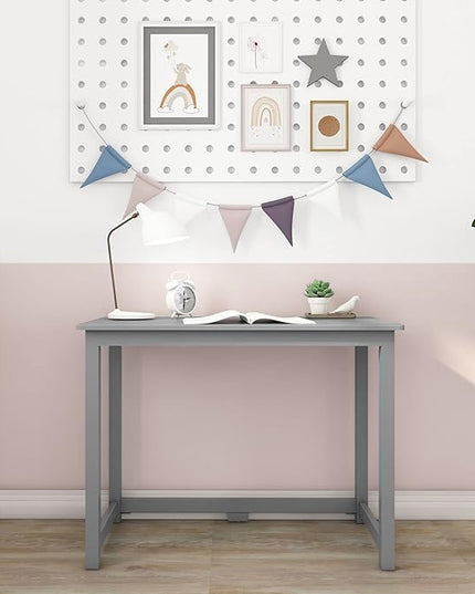 Max & Lily Solid Wood Desk, 40 Inches, Grey - LeafyLoom
