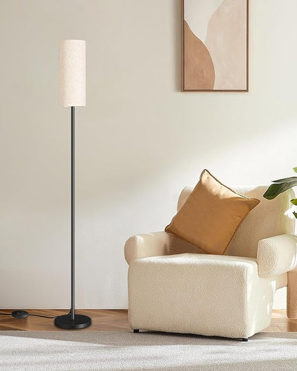 Floor Lamp, Pole Lamp with Foot Switch, Modern Standing Lamp Lampshade, Minimalist Freestanding Lamp (Bulb Not Included), for Living Room, Bedroom Office FCC Listed, Black and Beige E06LD05N - LeafyLoom