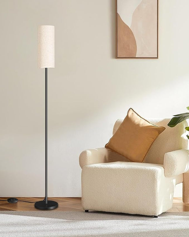 Floor Lamp, Pole Lamp with Foot Switch, Modern Standing Lamp Lampshade, Minimalist Freestanding Lamp (Bulb Not Included), for Living Room, Bedroom Office FCC Listed, Black and Beige E06LD05N - LeafyLoom