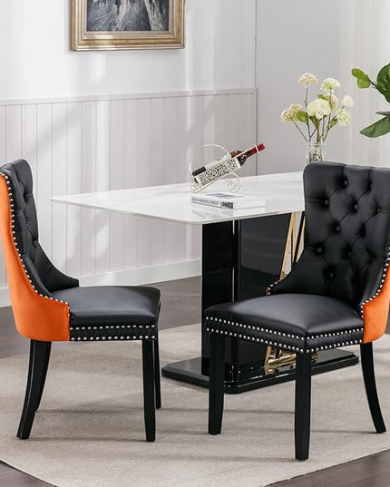 NicBex Haerin-SD-00105-LWJ Dining Chairs, 25.5"x19.7"x37.5", Black and Orange - LeafyLoom