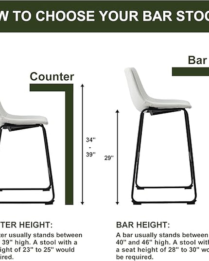 NicBex Retro Bar Stools Crazy-Horse Leather with Metal Legs Barstools, Lounge Kitchen Island Counter Stools, Set of 2, (White Color) (A-GE17020-USSU014) - LeafyLoom