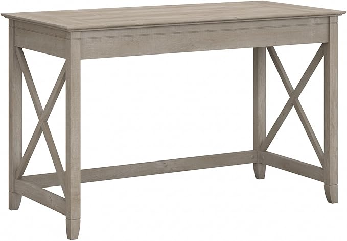 Bush Furniture Key West Writing Table for Home Office | Small Modern Farmhouse Desk, 48W, Washed Gray - LeafyLoom
