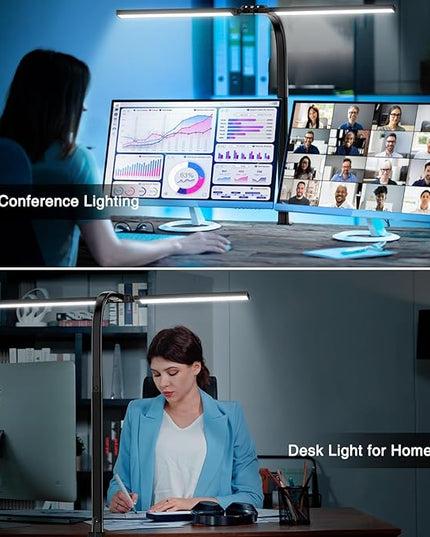 Yarrashop Desk Light for Office Home Computer Video Conference Light Zoom Meeting, 24W Ultra Bright Auto Dimming Architect Eye-Caring Desk Lamp with Clamp for Remote Work,Task, Study, Drafting - LeafyLoom