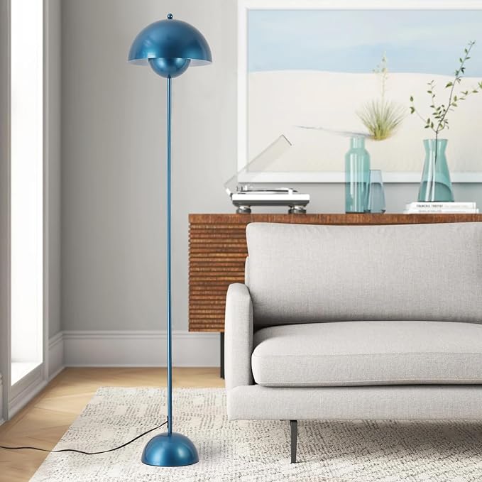COSYLUX Modern Floor Lamp for Living Room, Industrial Tall Standing Lamp for Bedroom, Metal Shade Reflecting Light reading Floor Lamp for Office, Nursery Room, Corner(Pearl Gentian Blue) - LeafyLoom