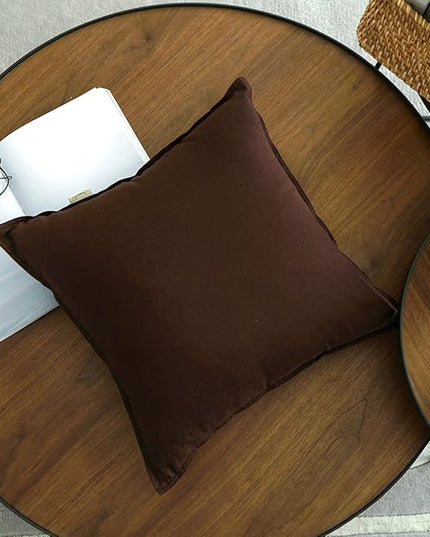 Jeanerlor Set of 2 SureGuard Pillowcase Cousion Cover Decor Natural Cotton Linen with Unique Design to Embellish Study Room/House/Office, 20"x20"(50 x 50cm), Brown - LeafyLoom