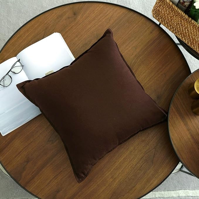 Jeanerlor Set of 2 SureGuard Pillowcase Cousion Cover Decor Natural Cotton Linen with Unique Design to Embellish Study Room/House/Office, 20"x20"(50 x 50cm), Brown - LeafyLoom