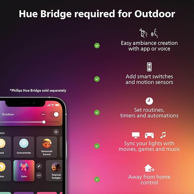 Philips Hue Amarant Outdoor Smart Light Bar, Black - 20W, White and Color Ambiance LED Light - 1 Pack - Requires Hue Bridge and Outdoor Power Supply - Control with Hue App and Voice - Weatherproof PhilipsHue