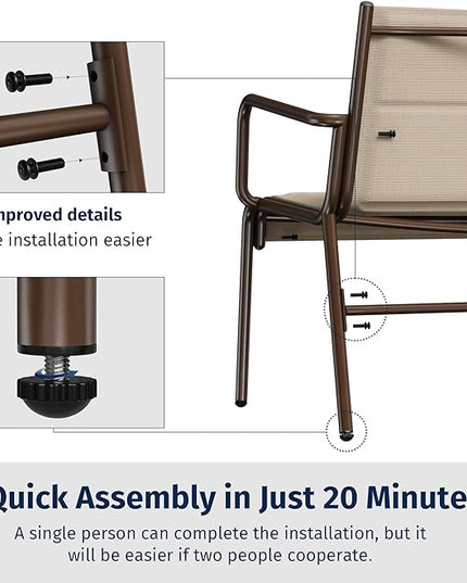 EAST OAK Outdoor Conversation Waterproof patio furniture set, 4-Pieces, Beige - LeafyLoom