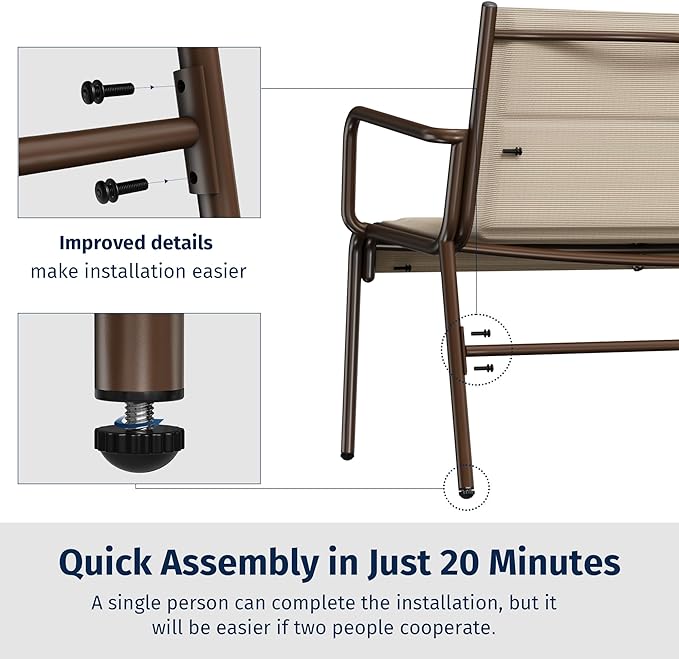 EAST OAK 4-Piece Patio Furniture Set, Waterproof Outdoor Furniture Set, Patio Sofa with Coffee Table for Balcony or Porch, 4 Seats Patio Conversation Sets for Backyard in Beige - LeafyLoom