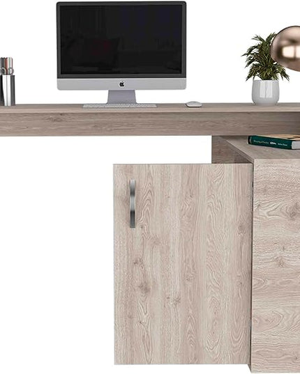 NicBex Kimberly-DW-00003-LWJ Home Office Desks, 59.6"x45.9"x30.1", Light Gray - LeafyLoom