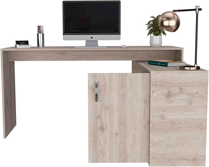 NicBex Kimberly-DW-00003-LWJ Home Office Desks, 59.6"x45.9"x30.1", Light Gray - LeafyLoom