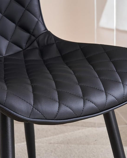 YOUNIKE Dining Kitchen Desk Chairs Modern Minimalist Faux Leather Indoor Padded Upholstered with Back Suitable for Kitchen Living Room Coffee Shop, Loads up to 300lbs Set of 2 Black - LeafyLoom
