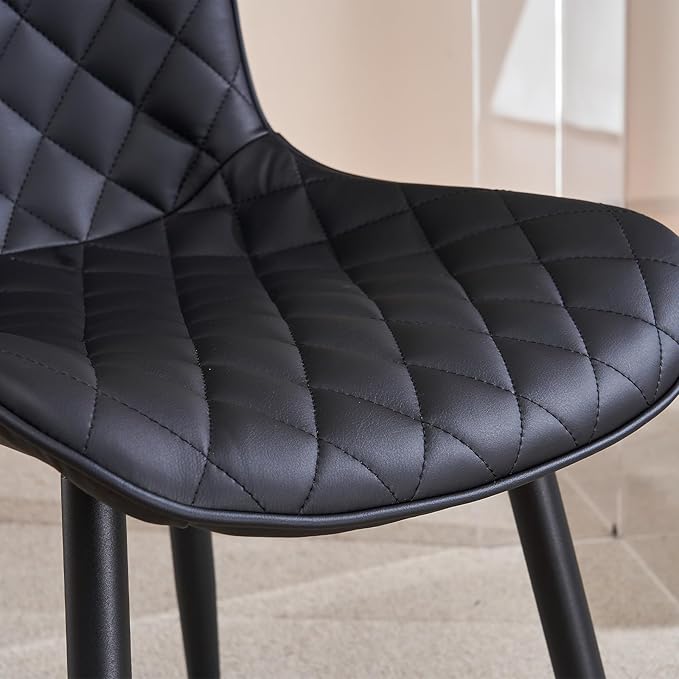 YOUNIKE Dining Kitchen Desk Chairs Modern Minimalist Faux Leather Indoor Padded Upholstered with Back Suitable for Kitchen Living Room Coffee Shop, Loads up to 300lbs Set of 2 Black - LeafyLoom