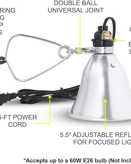 Simple Deluxe HIWKLTCLAMPLIGHTSX6 6-Pack Clamp Lamp Light with 5.5 Inch Aluminum Reflector up to 60 Watt E26/E27 Socket (no Bulb Included) 6 Feet 18/2 SPT-2 Cord, 6 Pack - LeafyLoom