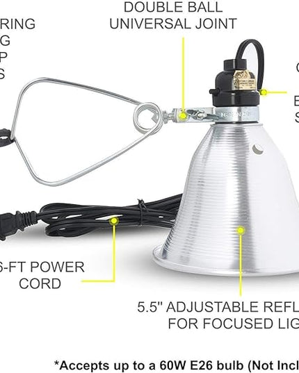 Simple Deluxe Clamp Lamp Light 60 Watt with 5.5 Inch Aluminum Reflector (no Bulb Included), 6 Feet Cord, 1 Pack, Black - LeafyLoom