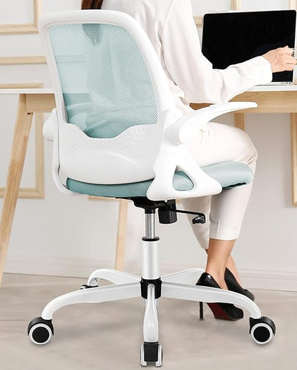 KERDOM Office Chair, Ergonomic Desk Chair, Breathable Mesh Computer Chair, Comfy Swivel Task Chair with Flip-up Armrests and Adjustable Height - LeafyLoom