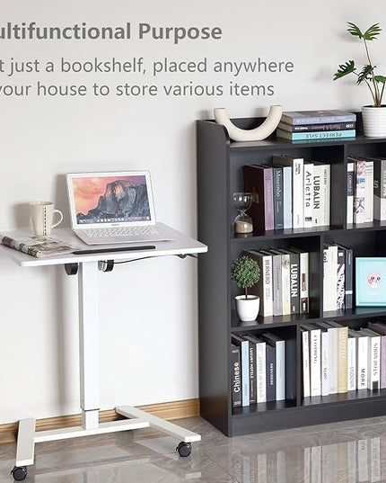 Book Shelf with Back Panel Stability 6 Cube Bookcase Multifunctional Cube Storage Organizer for Bedroom Living Room Office Closet School in Black with 31.49''W - LeafyLoom