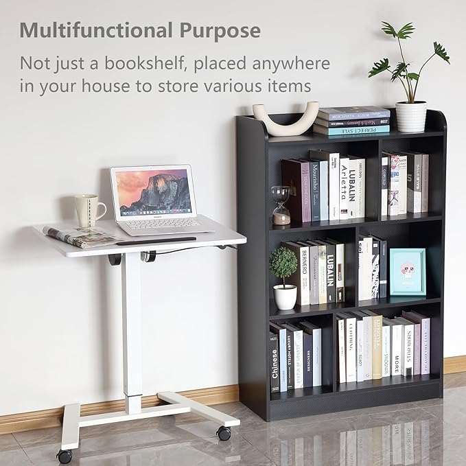 Book Shelf with Back Panel Stability 6 Cube Bookcase Multifunctional Cube Storage Organizer for Bedroom Living Room Office Closet School in Black with 31.49''W - LeafyLoom