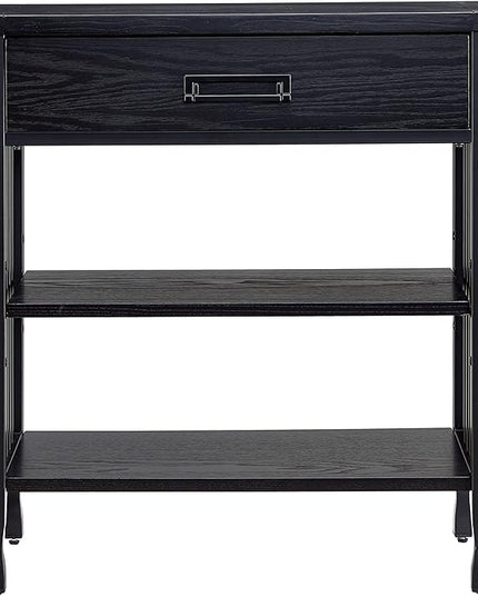Leick Home 11261-BK Ironcraft Rustic Foyer Bookcase with Drawer Storage, Black Wash - LeafyLoom
