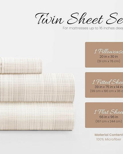 Linen Market 3 Piece Twin Bedding Sheet Set (Ray Thatch) - Sleep Better Than Ever with These Ultra-Soft & Cooling Bed Sheets for Your Twin Size Bed - Deep Pocket Fits 16" Mattress - LeafyLoom