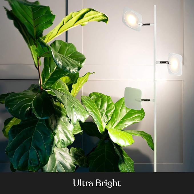 Brightech Tree Floor Lamp for Living Rooms & Offices, Dimmable Standing Lamp for Bedroom Reading, LED Spotlight Floor Lamp, Tall Lamp with Adjustable Panels for Minimal Space Use - White - LeafyLoom