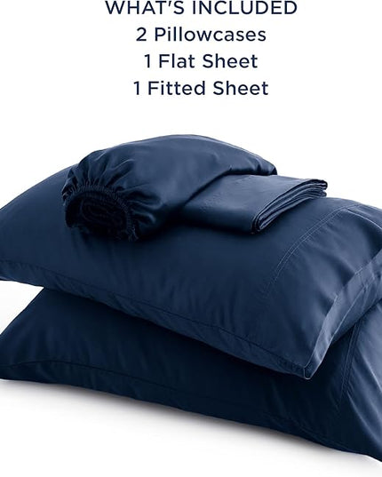 Bedsure King Size Sheet Set, Cooling Sheets King, Rayon Derived from Bamboo, Deep Pocket Up to 16", Breathable & Soft Bed Sheets, Hotel Luxury Silky Bedding Sheets & Pillowcases, Navy - LeafyLoom