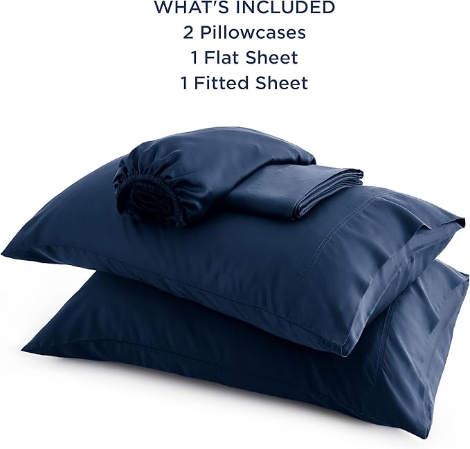 Bedsure King Size Sheet Set, Cooling Sheets King, Rayon Derived from Bamboo, Deep Pocket Up to 16", Breathable & Soft Bed Sheets, Hotel Luxury Silky Bedding Sheets & Pillowcases, Navy - LeafyLoom