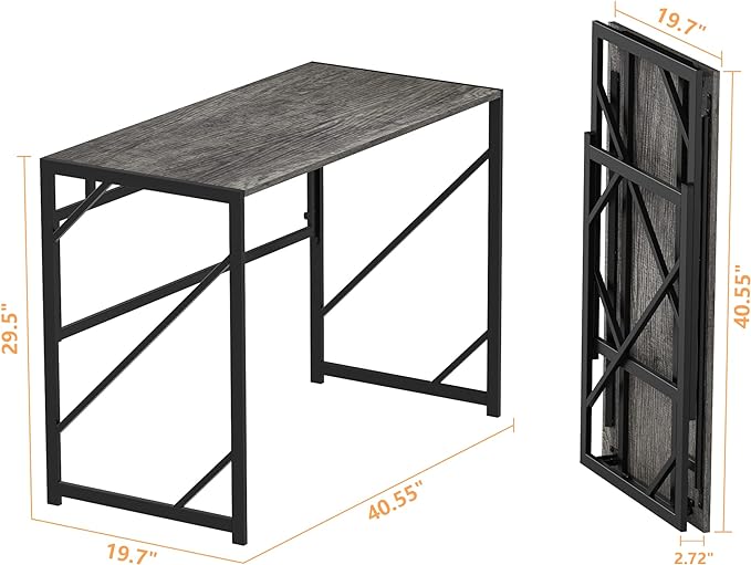 Elephance Folding Desk Writing Computer Desk for Home Office, No-Assembly Study Office Desk Foldable Table for Small Spaces - LeafyLoom
