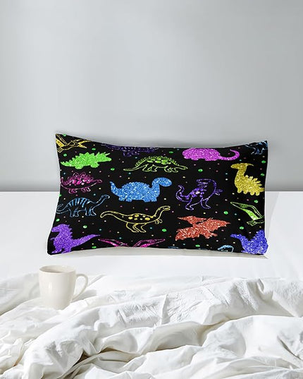 Dinosaur Twin Bedding Set, Cartoon Kids Bedding Dinosaur Twin Size Comforter Set for Boys Teen Soft Breathable Black Dinosaur Comforter Set Twin (1 Comforter 1 Pillowcase) - LeafyLoom