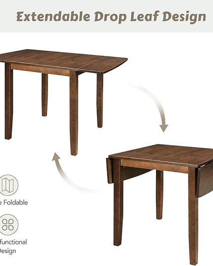 Farmhouse Style Wood Breakfast Nook 2 X-Back Chairs, Extendable Drop Leaf Design & Easy Assembly, Room, Kitchen, 3 Piece Dining Table Set, Brown 27 - LeafyLoom