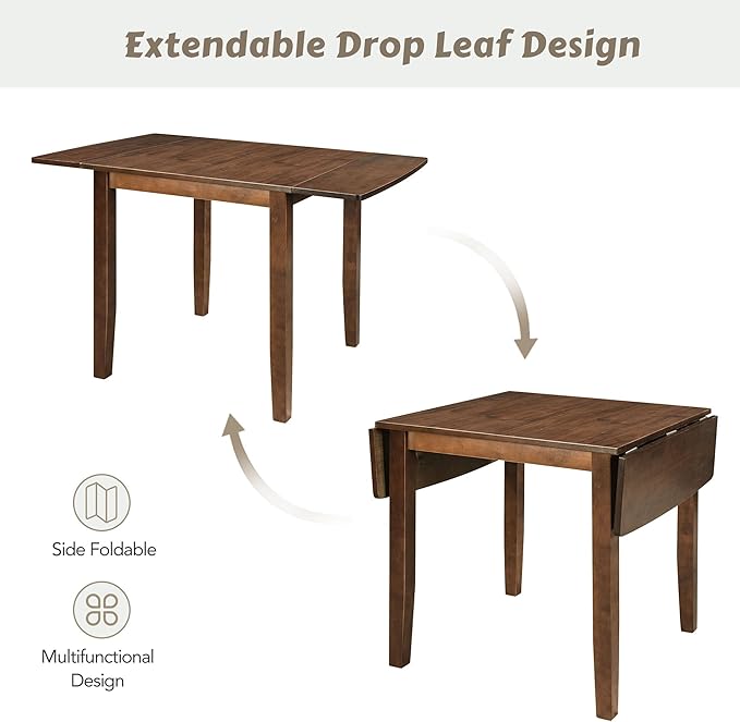 Farmhouse Style Wood Breakfast Nook 2 X-Back Chairs, Extendable Drop Leaf Design & Easy Assembly, Room, Kitchen, 3 Piece Dining Table Set, Brown 27 - LeafyLoom