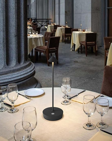 Set of 2 Rechargeable Cordless Table Lamp,6000mAh LED Battery Operated Desk Lamp Touch 3 Color Dimming Portable Outdoor Waterproof Table Light for Patio/Restaurant/Dining/Home (Grey) - LeafyLoom