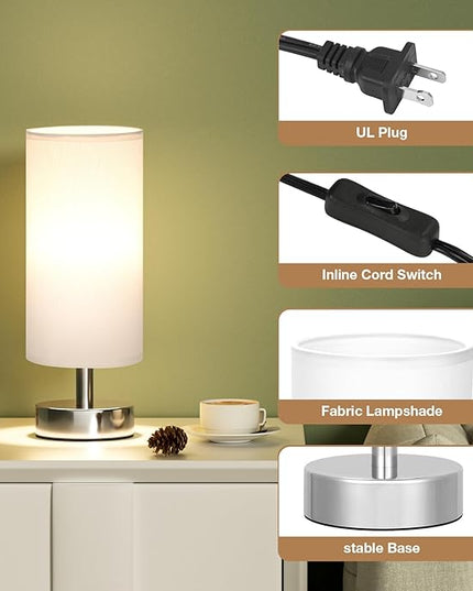 Small Table Lamp for Bedroom - Bedside Lamps for Night Stands, Minimalist Nightstand Light Lamp, Desk Lamps for Reading Room, Kids Room, Living Room, Office, Dorm - LeafyLoom