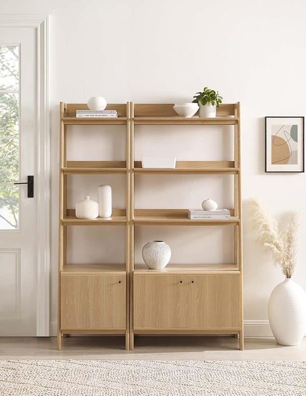 Modway Bookshelf Display Cases in Oak - Set of 2 - LeafyLoom