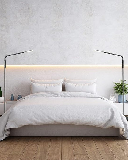 O’Bright Moon - Dimmable LED Floor Lamp, Adjustable Color Temperature for Bedside Reading, Work Light, Art/Crafting Light, Sewing, Ultra Flexible Gooseneck, Rotatable Lighting, Black - LeafyLoom