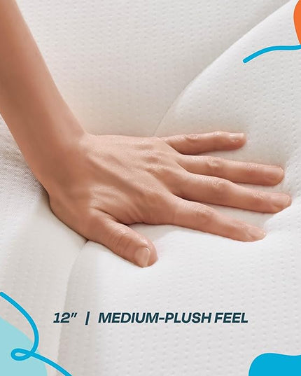 Linenspa 12 Inch Memory Foam and Spring Hybrid Mattress - Medium Plush Feel - Bed in a Box - Pressure Relief and Adaptive Support - Breathable - Cooling - Primary Bedroom - Full Size - LeafyLoom
