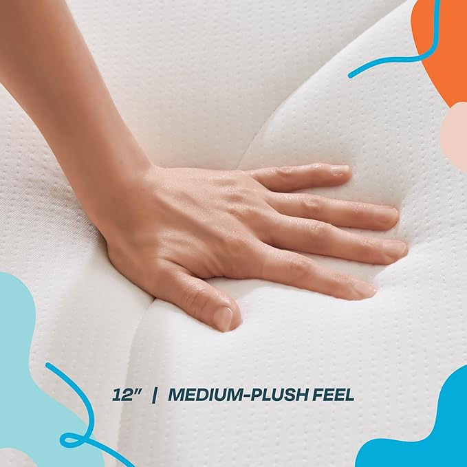 Linenspa 12 Inch Memory Foam and Spring Hybrid Mattress - Medium Plush Feel - Bed in a Box - Pressure Relief and Adaptive Support - Breathable - Cooling - Primary Bedroom - Full Size - LeafyLoom