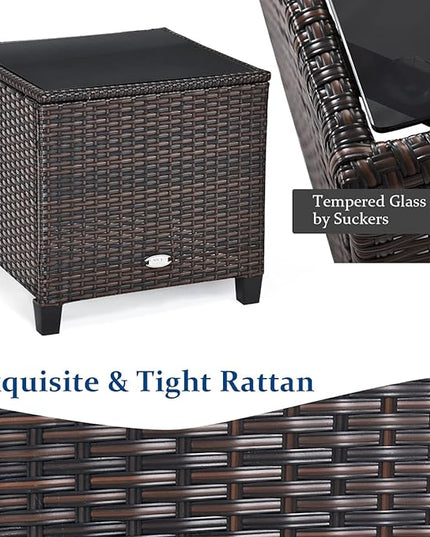 3 PCS Patio Furniture Set, OneSize, Black - LeafyLoom
