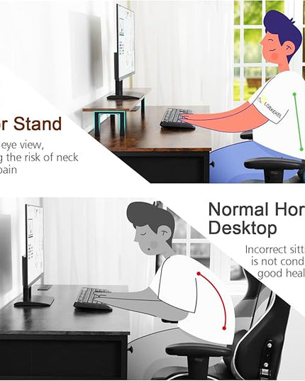 White Computer Desk with LED Light & Power Outlets, 47 Inch Gaming Desk with 4 Fabric Drawers, Office Desk with Monitor Stand, Work Writing Desk with Hooks for Home Office, Bedroom, HGD12WT - LeafyLoom