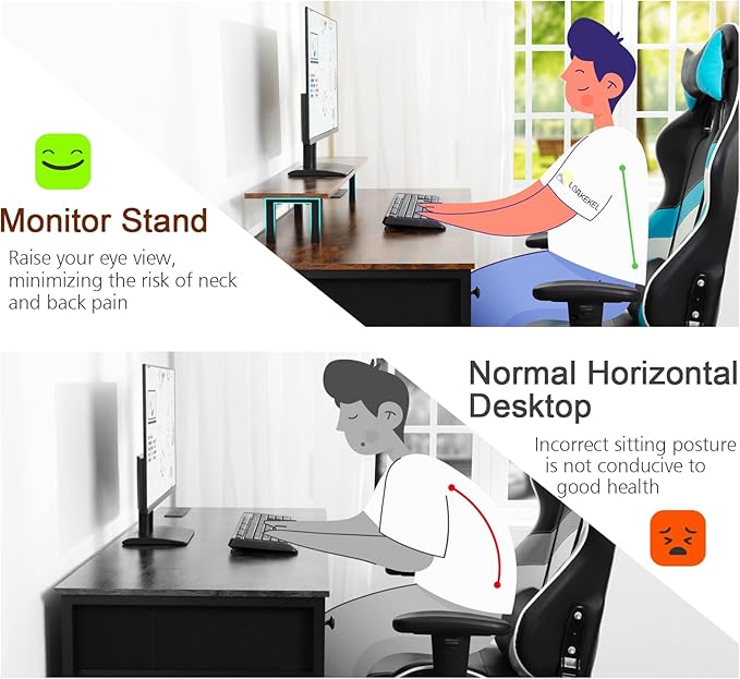 White Computer Desk with LED Light & Power Outlets, 47 Inch Gaming Desk with 4 Fabric Drawers, Office Desk with Monitor Stand, Work Writing Desk with Hooks for Home Office, Bedroom, HGD12WT - LeafyLoom