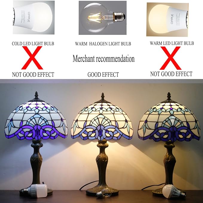 WERFACTORY Tiffany Floor Lamp Navy Blue White Stained Glass Arched Lamp 12X18X64 Inches Gooseneck Adjustable Corner Standing Reading Light Decor Bedroom Living Room S003B Series - LeafyLoom