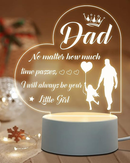 BeneCharm Fathers Day Night Light Gifts for Dad from Daughter and Son, Gifts for Dads Who Have Everything, Dad Birthday Gifts, Best Dad Ever Gifts- Engraved Night Light with Base - LeafyLoom