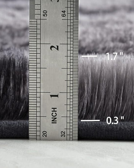 4x6 Large Area Rugs for Living Room, Super Soft Fluffy Modern Bedroom Rug, Tie-Dyed Dark Grey Indoor Shag Fuzzy Carpets for Girls Kids Nursery Room Home Decor - LeafyLoom